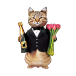Шар фигура, Кот с тюльпанами и шампанским, 90см