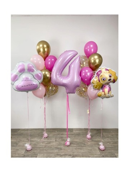 Большой набор воздушных шаров с цифрой "Щенячий патруль"
