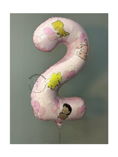 Шар цифра " Зверюшки с шарами девочке" 102 см