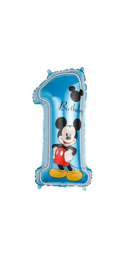Шар Цифра, 1 Микки Маус, Голубой, 76 см