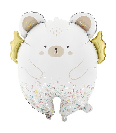 Шар фигура, Мишка с золотыми крылышками, Сатин 58 см