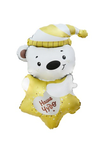 Шар фигура, Мишка со звездочкой, Наше Чудо, Сатин 102 см