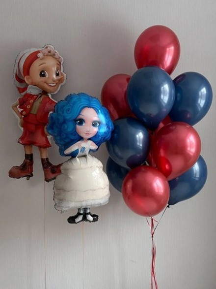 Набор шаров с Мальвиной и Буратино