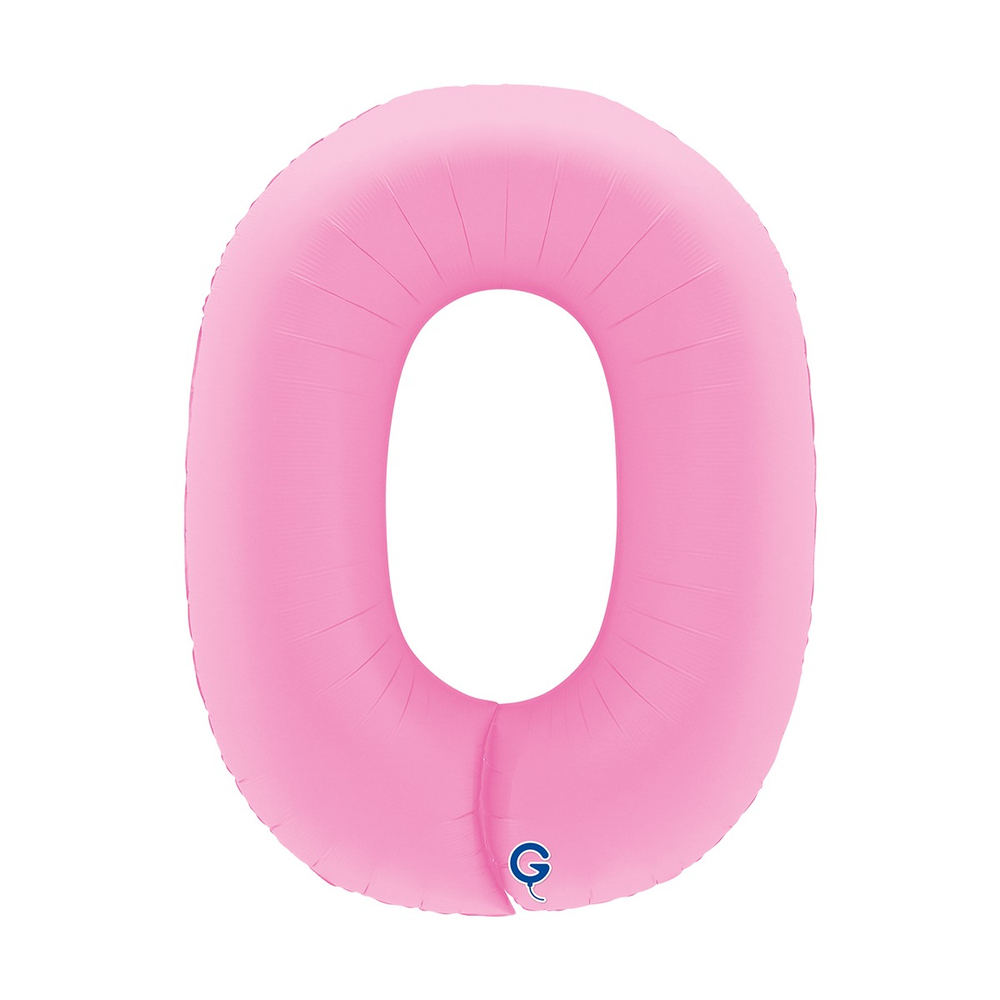 Шар Цифра, 0, Розовая Сакура, Матовый, 102 см