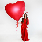 Шар Гигант Сердце, Красный, Сатин, 173 см