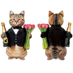 Шар фигура, Кот с тюльпанами и шампанским, 90см