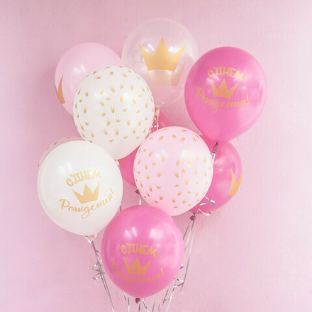Шар "С Днем Рождения!" (короны для принцессы), ассорти, кристалл, 30 см