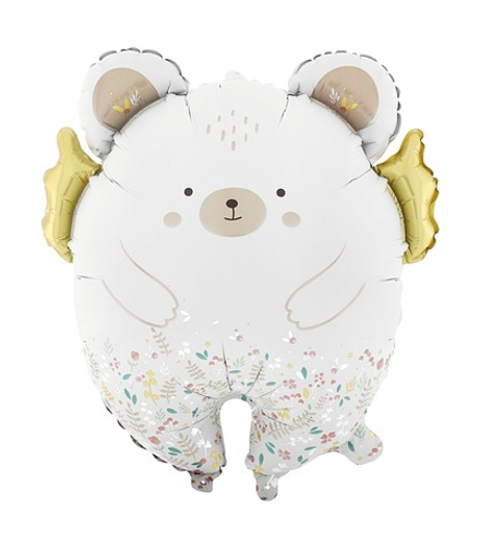 Шар фигура, Мишка с золотыми крылышками, Сатин 58 см