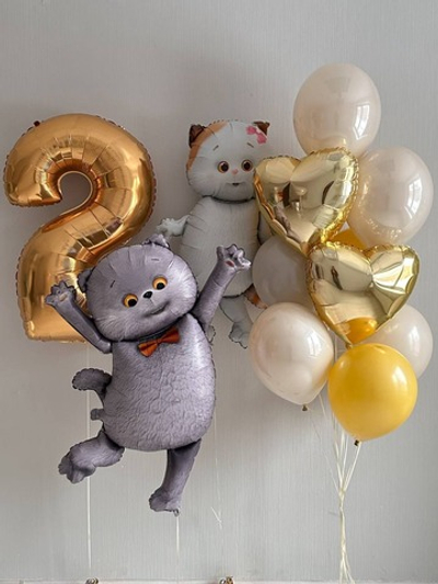 Набор шаров с котом Басик и кошечкой Лили