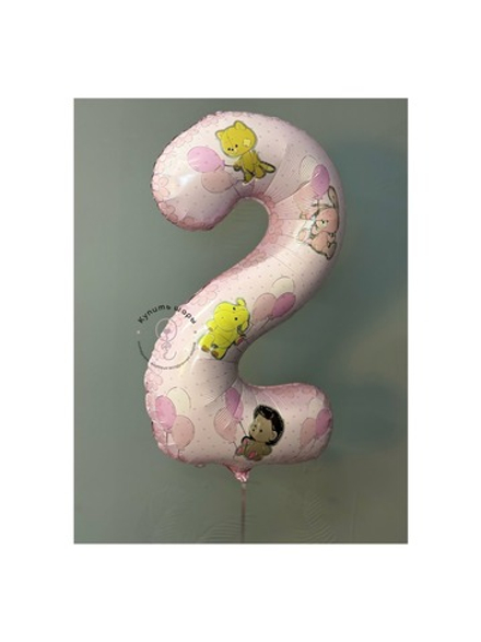 Шар цифра " Зверюшки с шарами девочке" 102 см