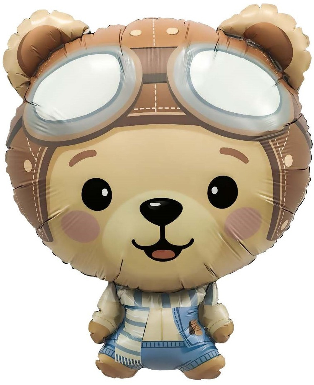 Фольгированный шар мишка-пилот 74 см для мальчика — доставка по Москве, самовывоз ЦАО