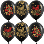 Шар Хохлома, Черный, пастель, 30 см.