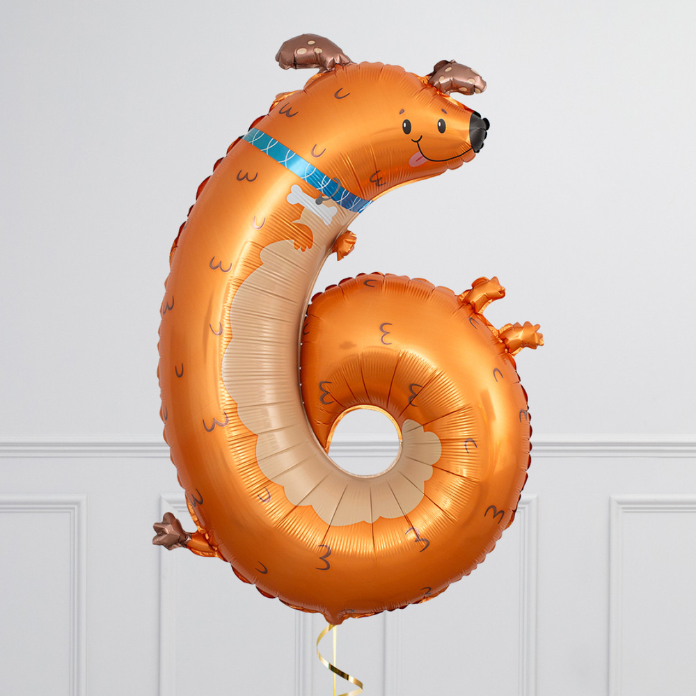 Шар Цифра, 6 Щенок, 89 см