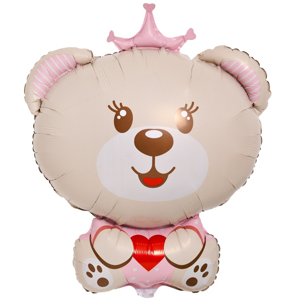 Шар фигура, Медведица принцесса с сердечком, 82см