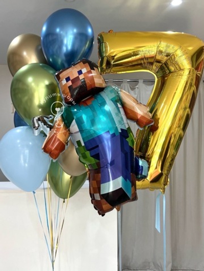 Набор воздушных шаров с цифрой "Майнкрафт"