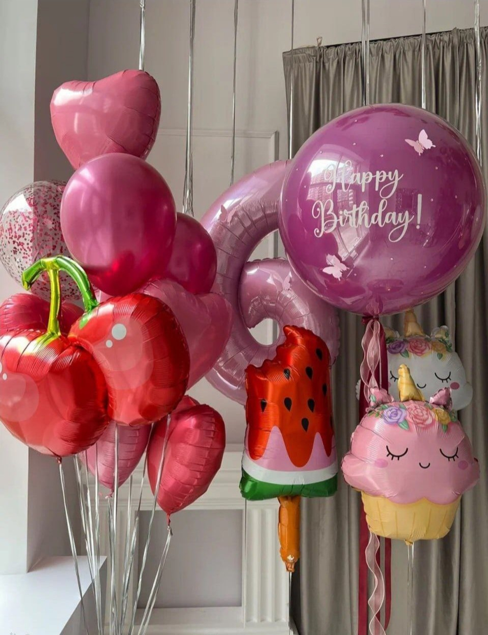 Набор шаров с цифрой и большим шаром  для девочки — доставка в ЦАО Москва