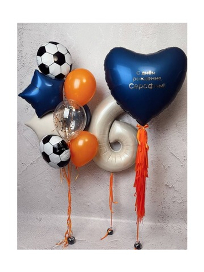 Набор шаров с сердцем "Юному футболисту"