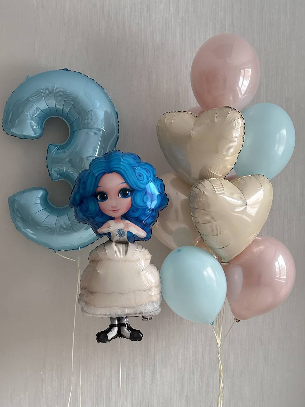Набор шаров с цифрой и Мальвиной для девочки