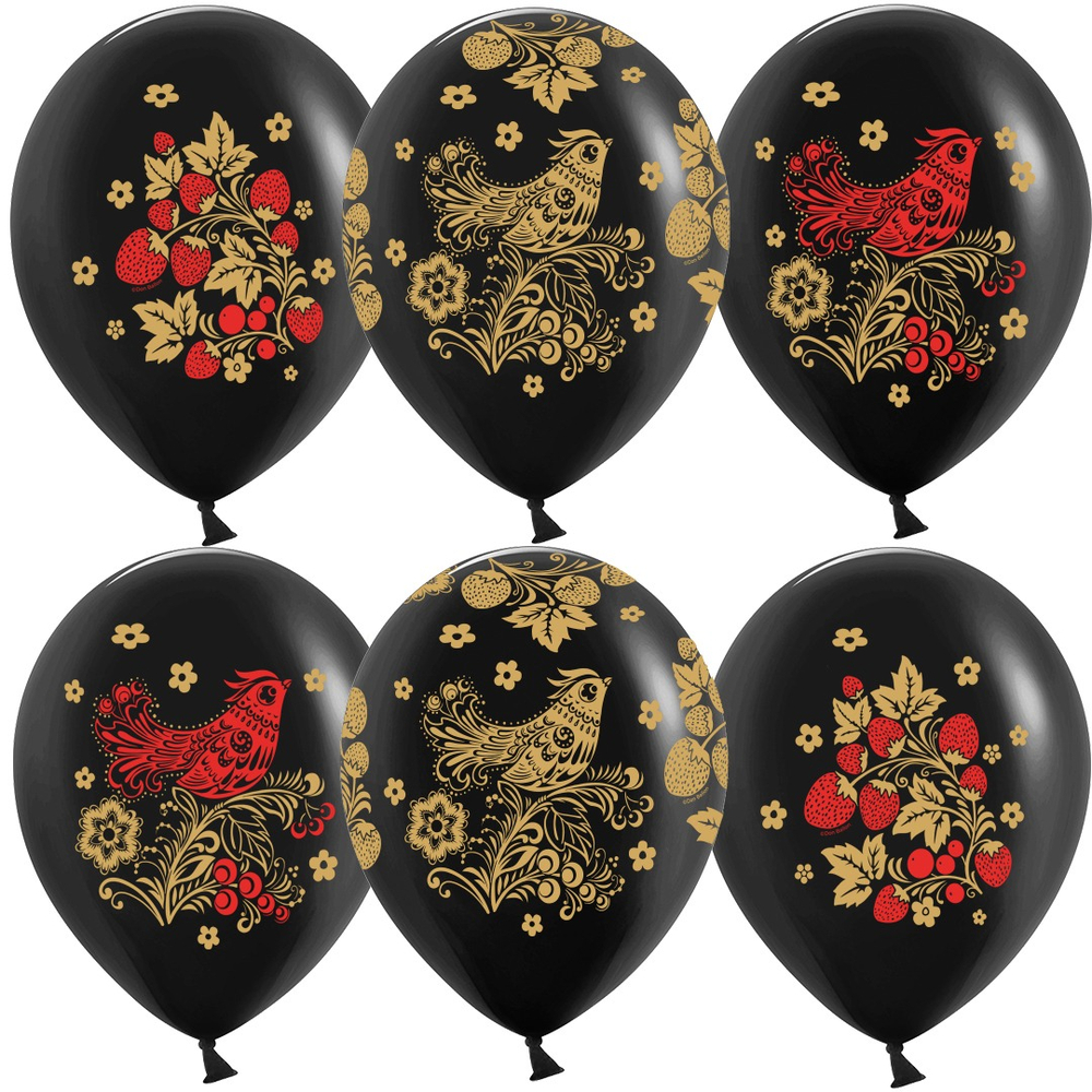 Шар Хохлома, Черный, пастель, 30 см.