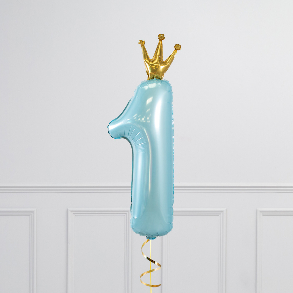 Шар-цифра 1 с золотой короной 102 см