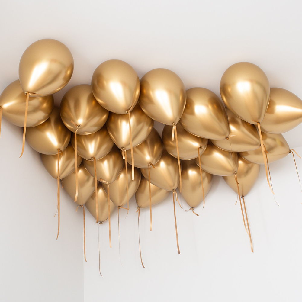 Воздушные шары под потолок "Золото"