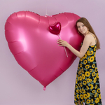 Шар Гигант Сердце, Ярко-розовый, Сатин, 173 см