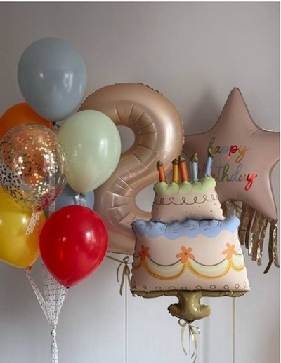 Сет из шаров "С тортом" с цифрой